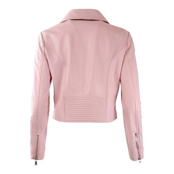 NWT Boutique Moschino Pearl-Trim Leather Moto Jacket Italy size 38 US size 4 - Picture 2 of 9